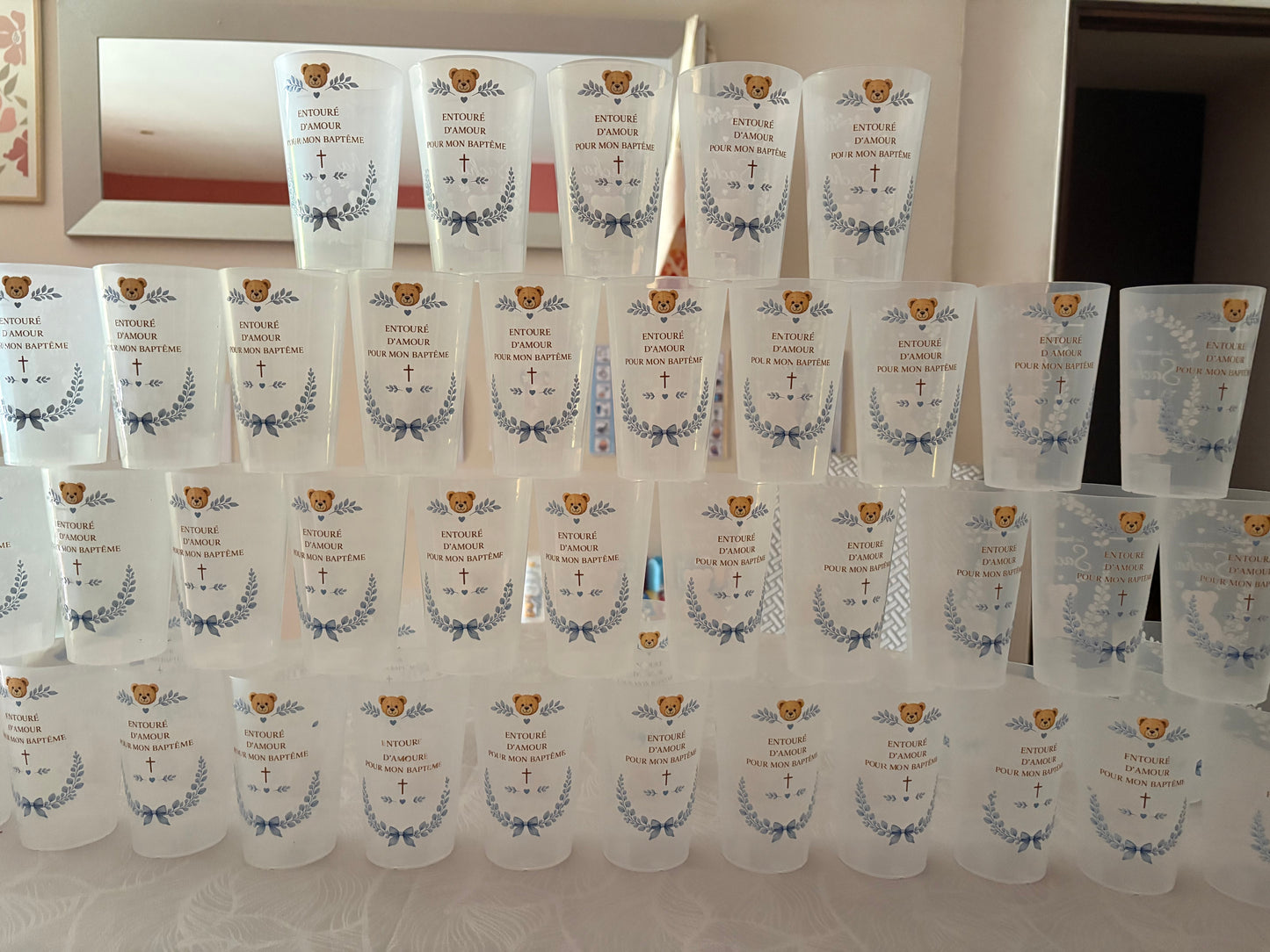 Gobelet personnalisé baptême
Ourson & Eucalyptus - Écocup prénom et date