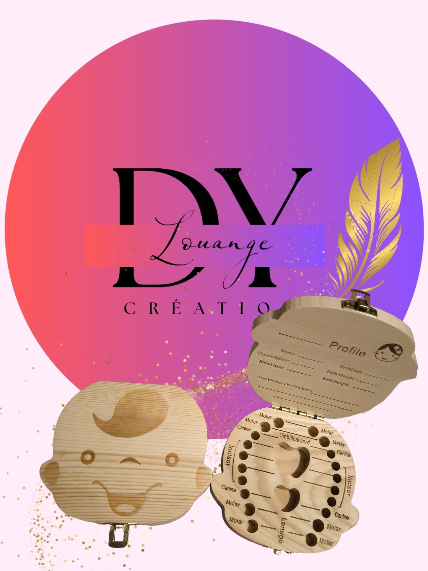 Boîte de rangements à dent de lait souvenir - Dy Louange création