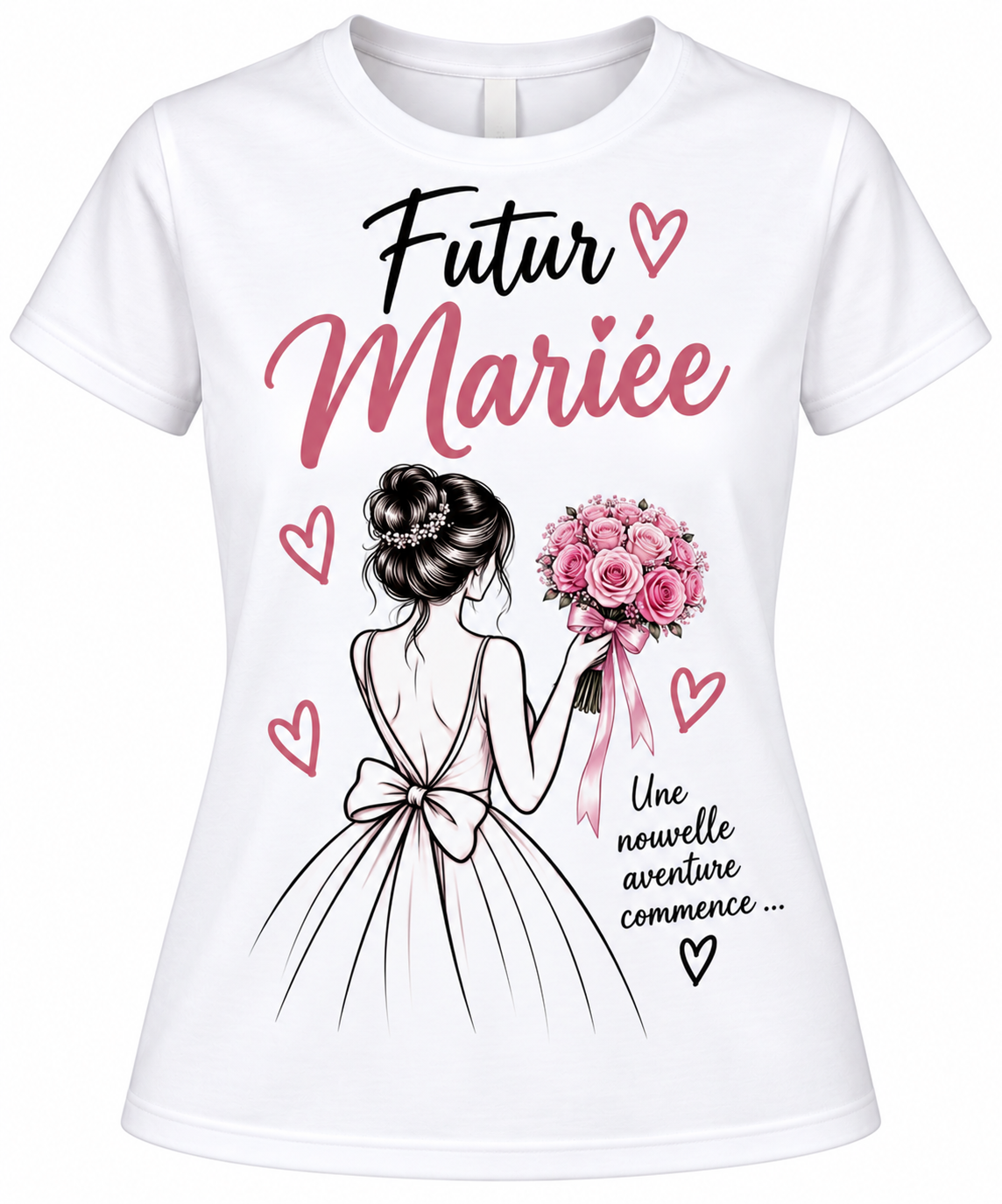 T-shirt Futur Mariée Femme – Cadeau Mariage, EVJF & Future Mariée – Bouquet Fleurs Roses