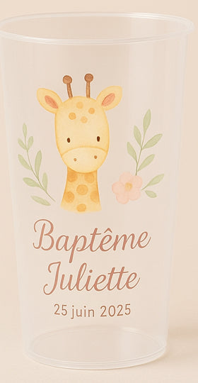 Gobelet Baptême Personnalisé – Thème Animaux (300 ml)