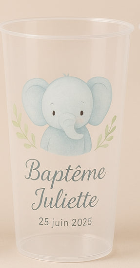 Gobelet Baptême Personnalisé – Thème Animaux (300 ml)