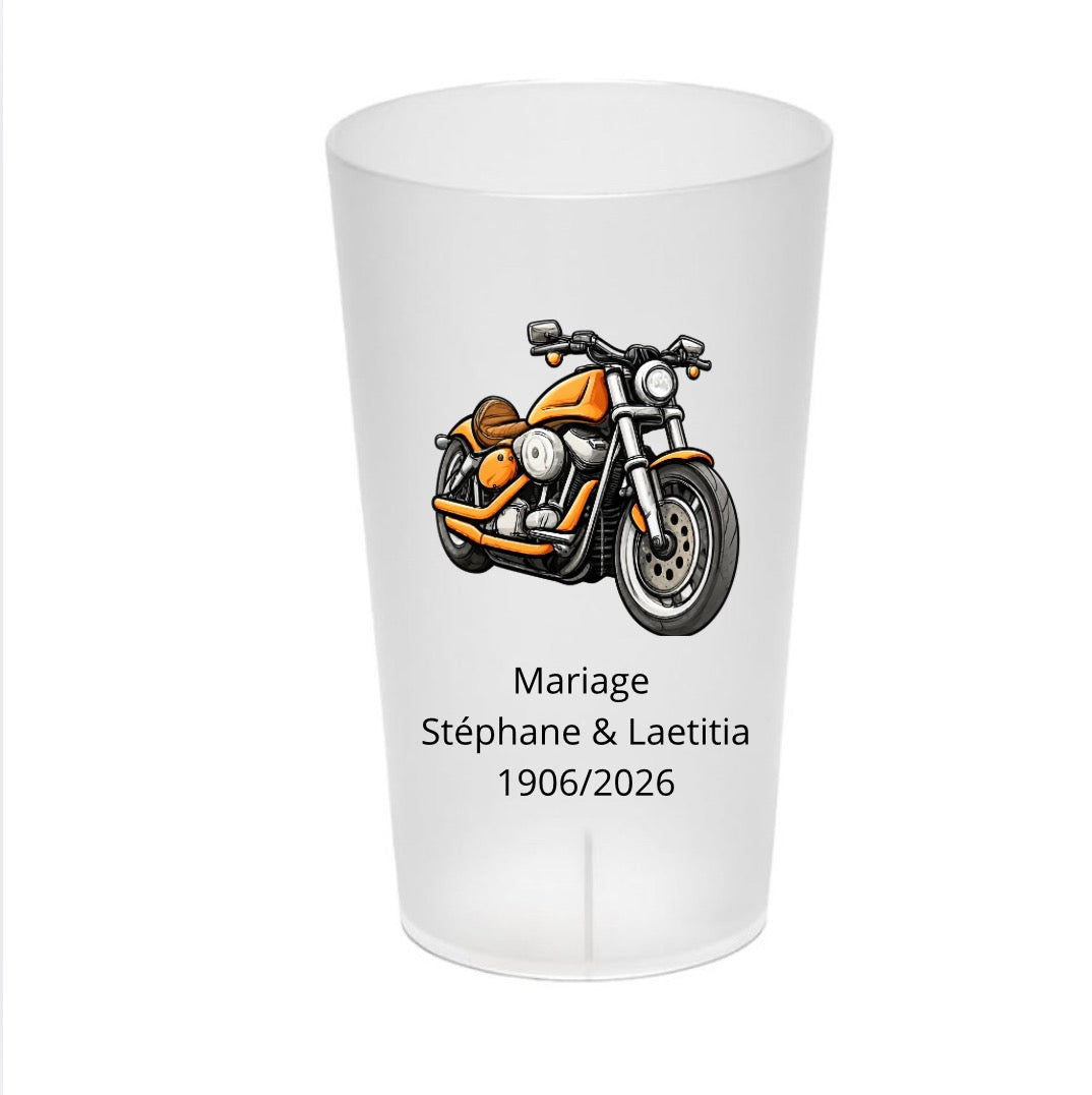 Gobelet mariage personnalisé moto | Prénoms & date