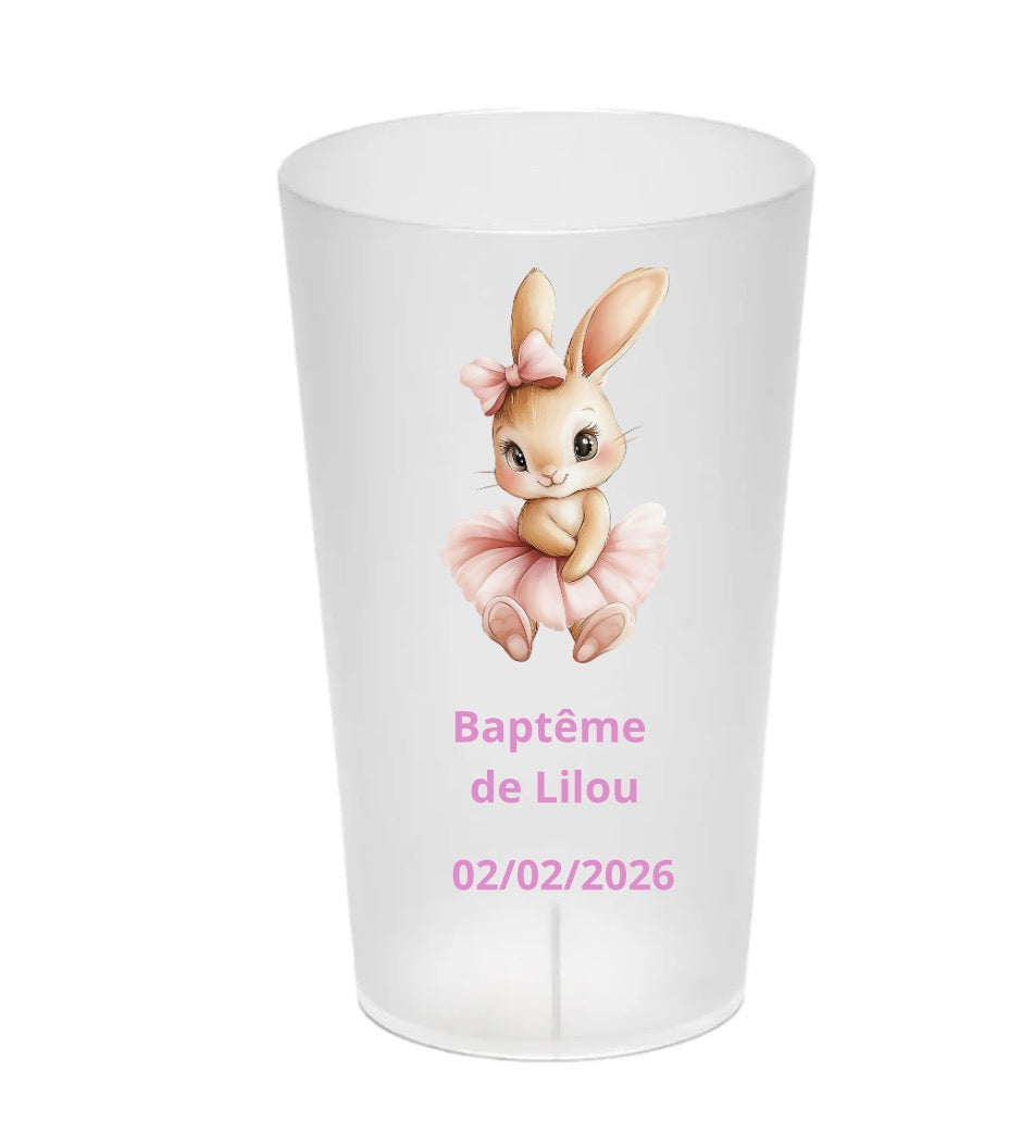 Gobelet personnalisé anniversaire ou baptême Lapin fait main – 30 cl