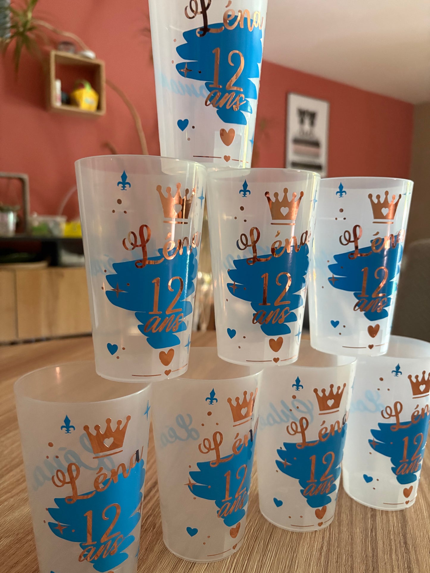 Gobelet anniversaire personnalisé princesse rose & or – Fait main