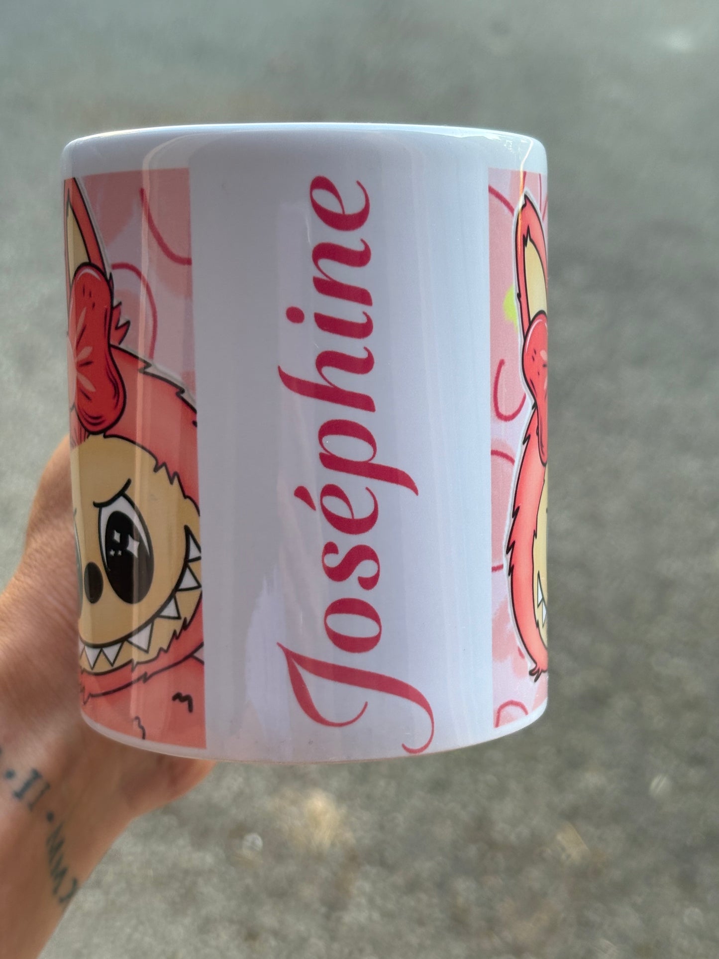 Mugs lafufu pink personnalisé fait main