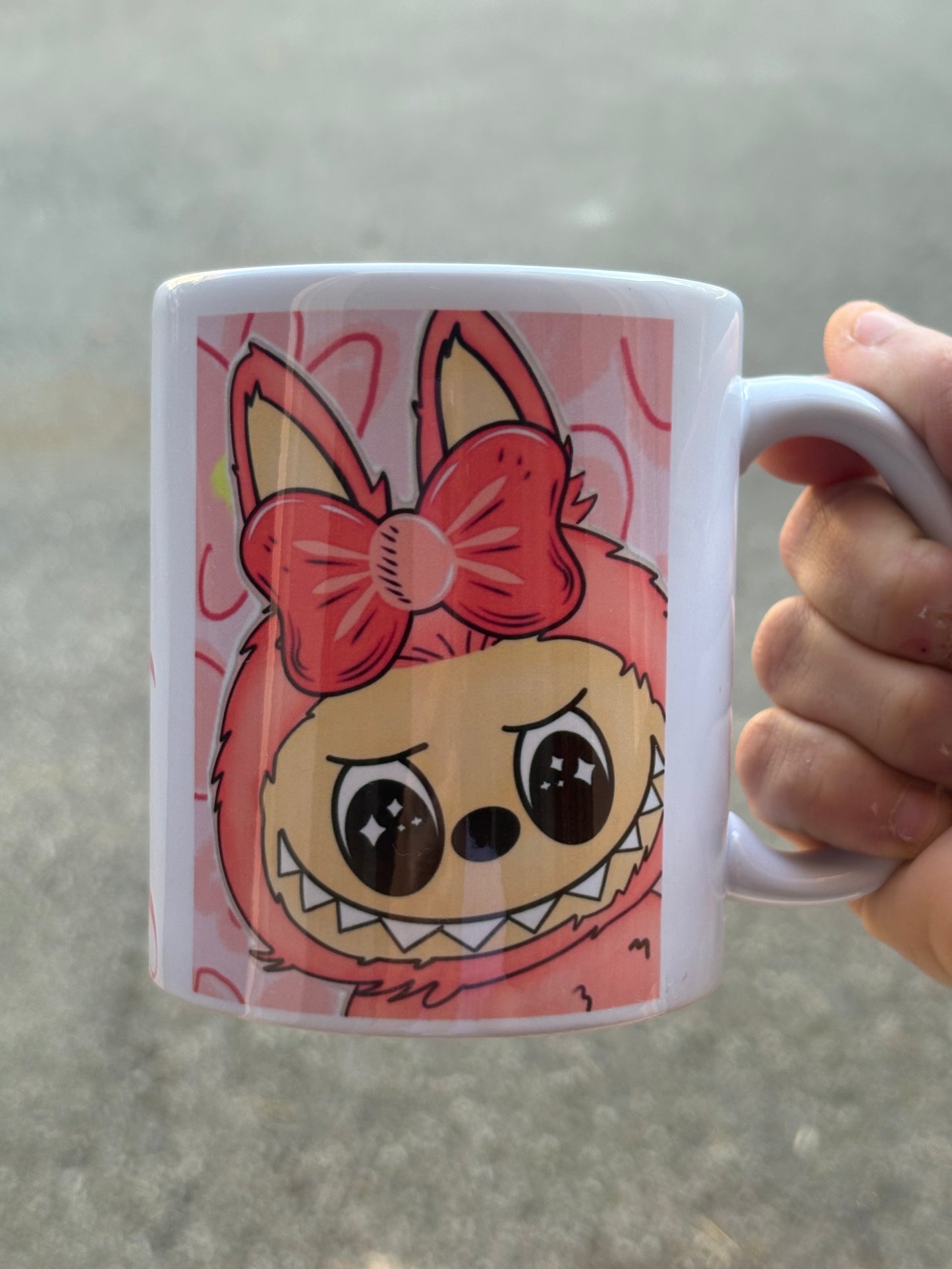 Mugs lafufu pink personnalisé fait main