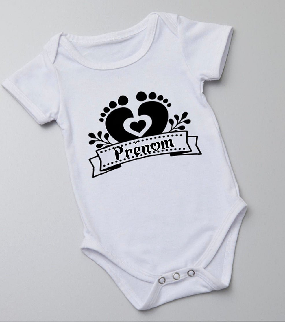 Body bébé - Petit pied bébé prénom - Dy Louange création