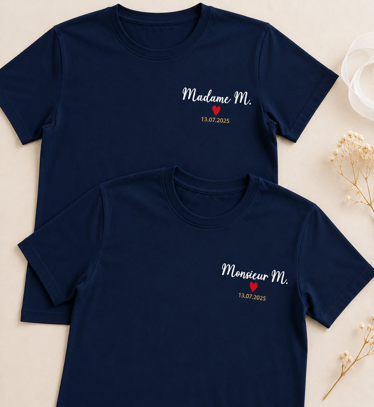 T-shirts Couple Personnalisés Madame & Monsieur | Mariage