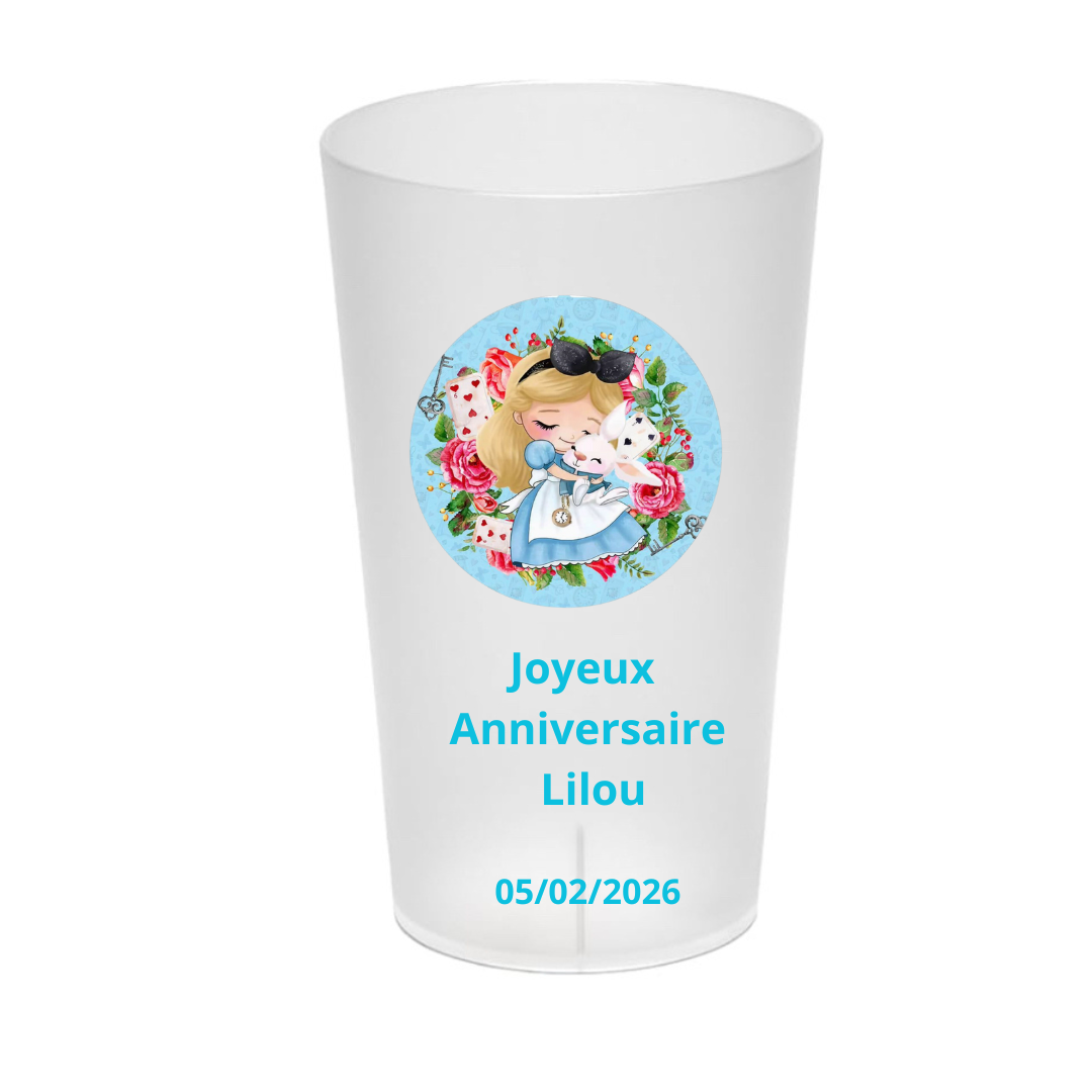 Gobelet Baptême 300 ml Pays des Merveilles – Personnalisé & Fait Main