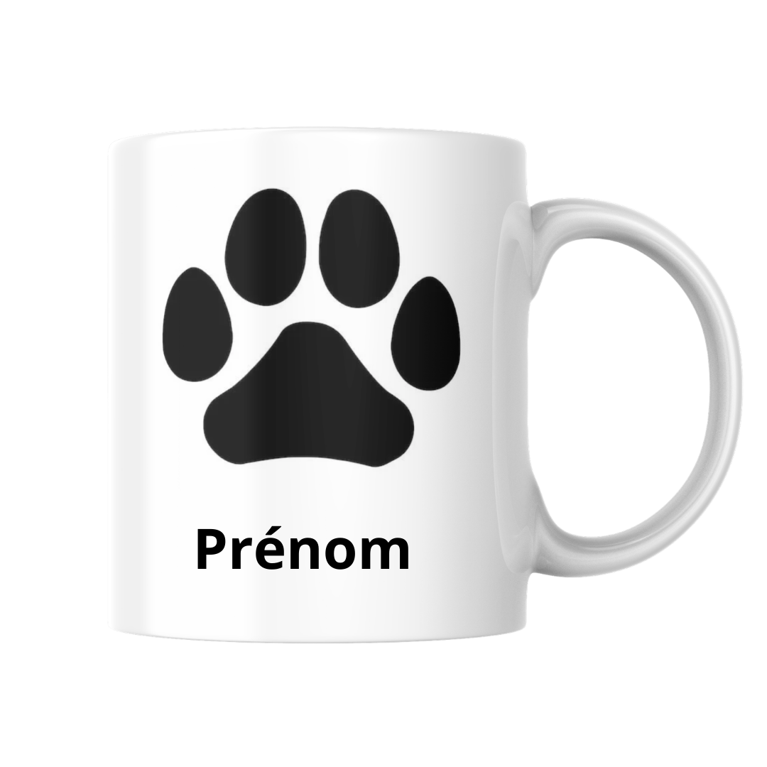 Mug photo prénom animal – Empreinte de chien