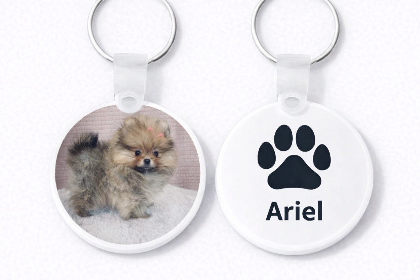 Porte-clé Personnalisé Chien – Photo & Empreinte de Patte avec Prénom