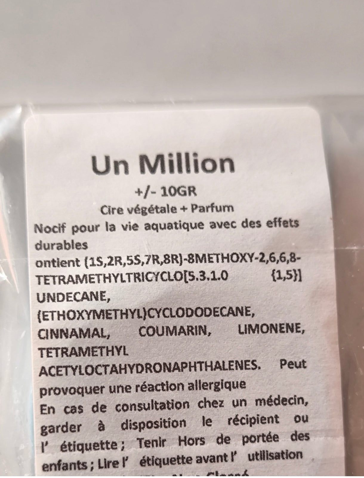 Tartelette de cire parfumée Un million