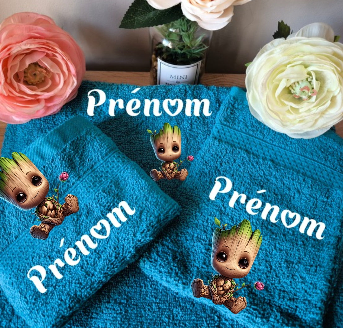Coffret serviette groot fleur personnalisé fait main