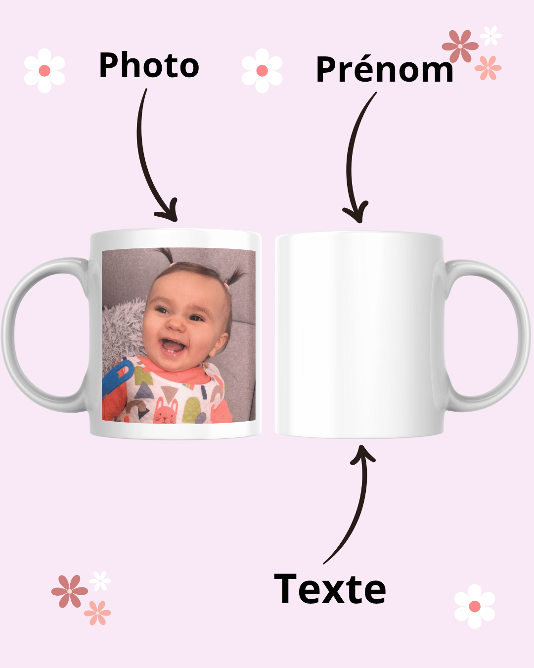 Mugs photo personnalisé Prénom/ texte - Dy Louange création