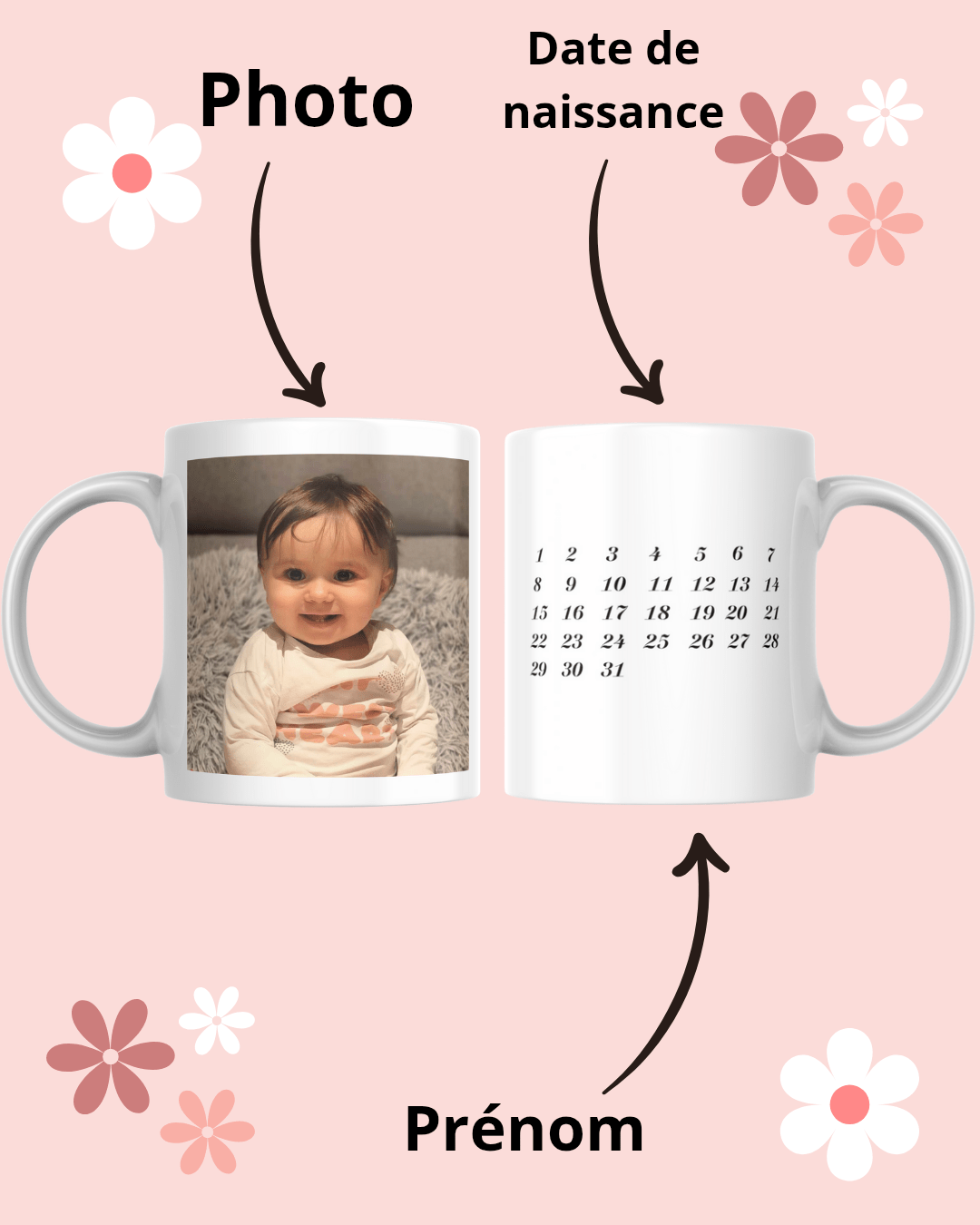 Mugs photo calendrier personnalisé - Dy Louange création