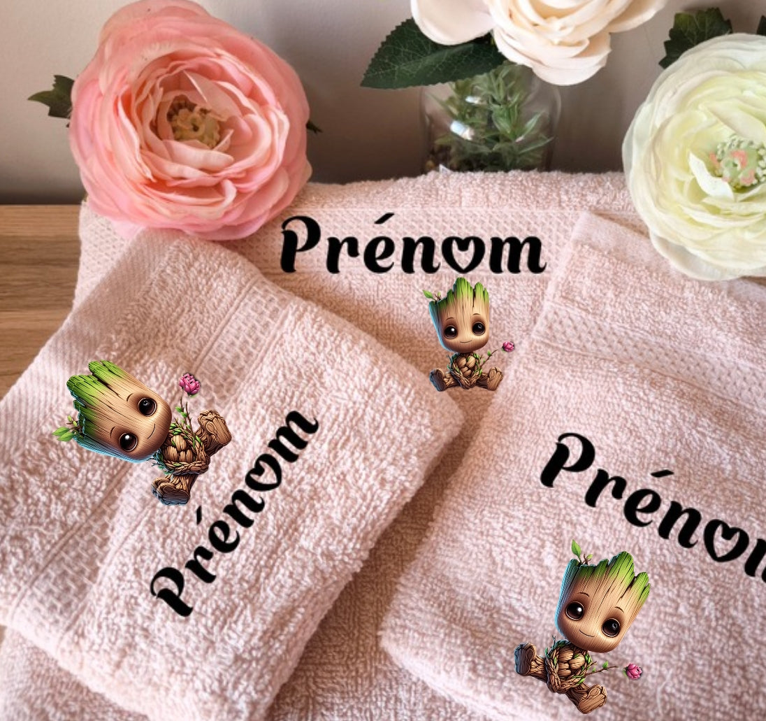 Coffret serviette groot fleur personnalisé fait main