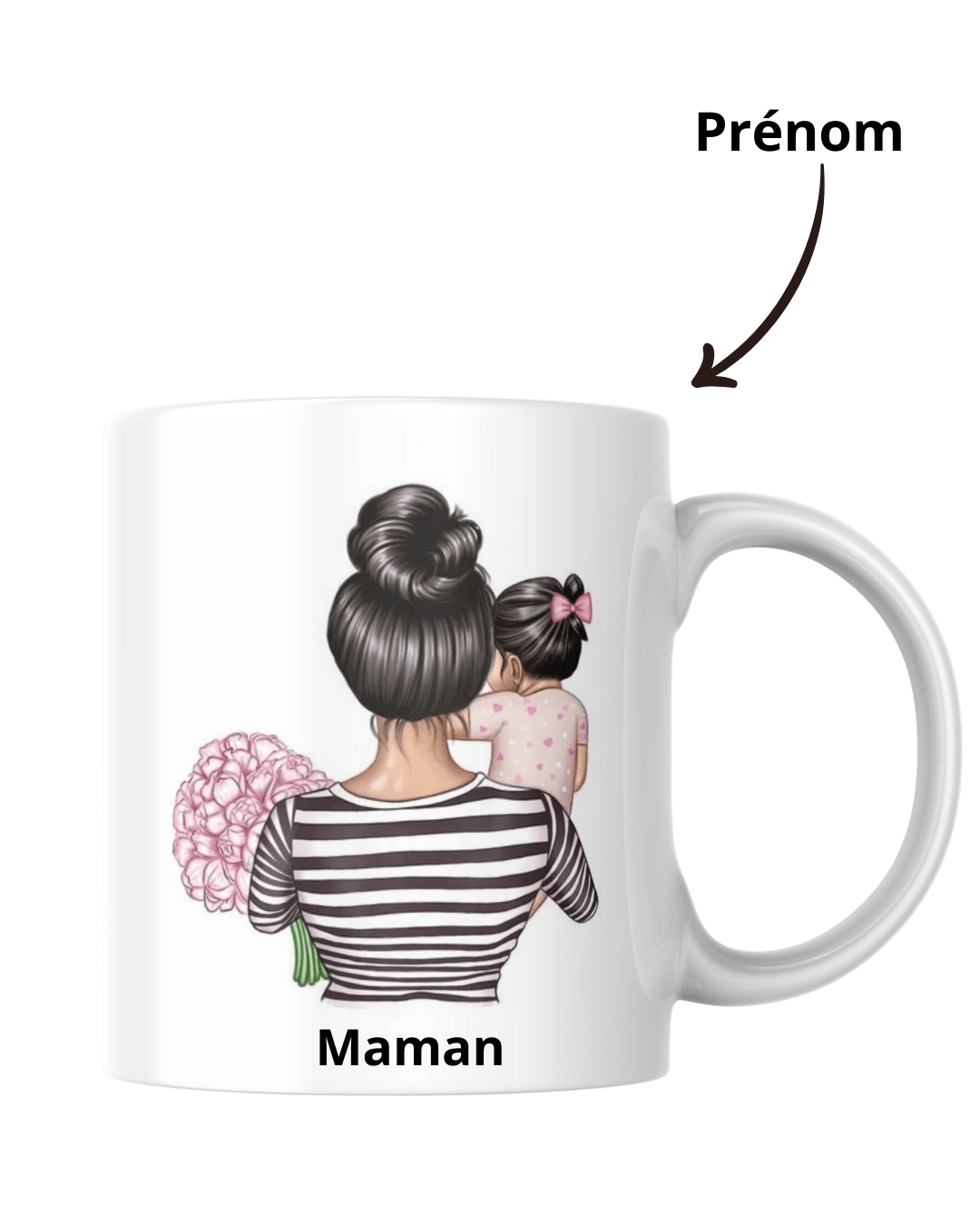 Mugs maman fille cheveux noirs personnalisé - Dy Louange création