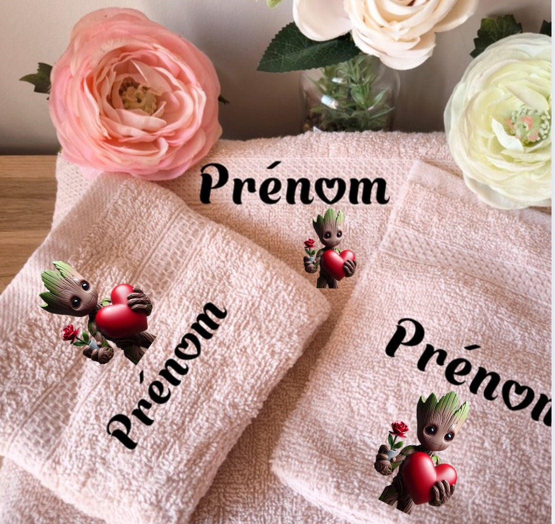 Coffret serviette groot love personnalisé fait main