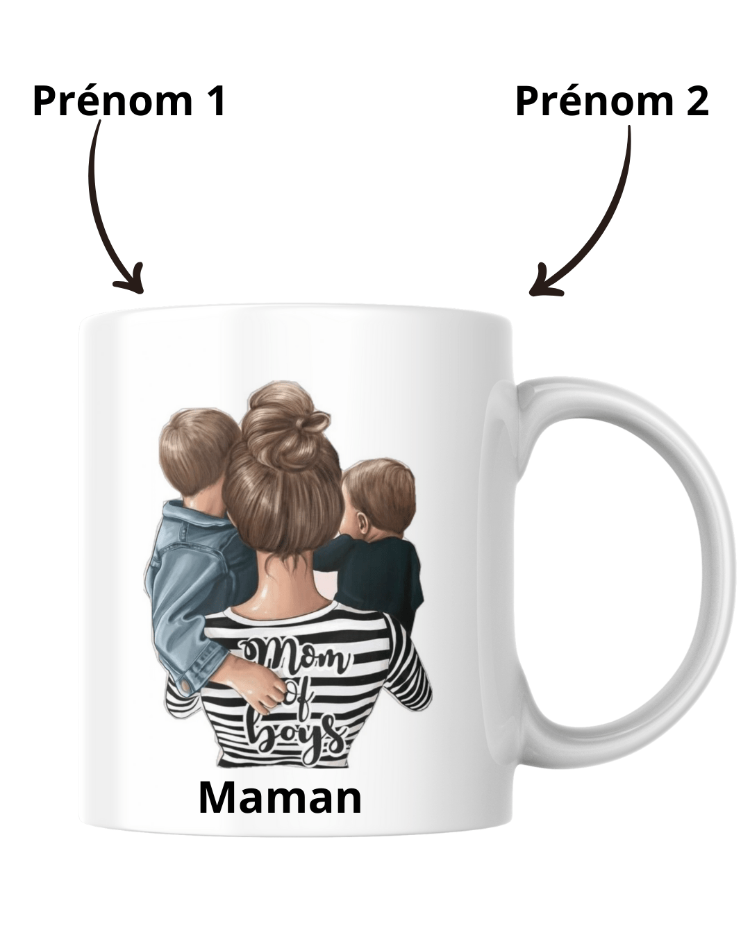Mugs maman et ces 2 fils cheveux brun - Dy Louange création