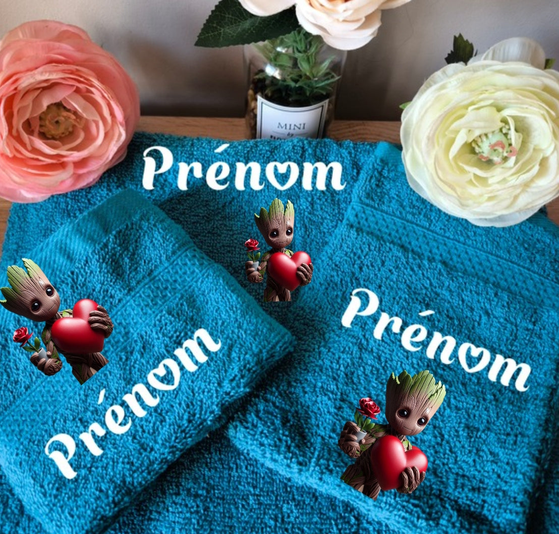 Coffret serviette groot love personnalisé fait main
