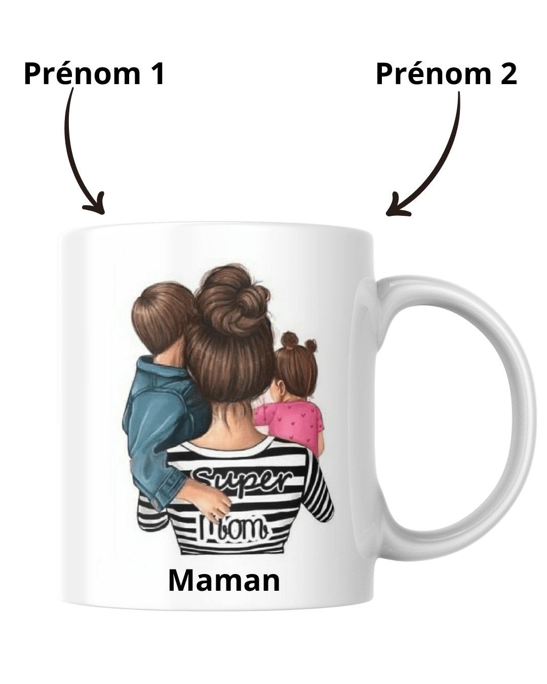 Mugs personnalisé mère fille et garçon - Dy Louange création