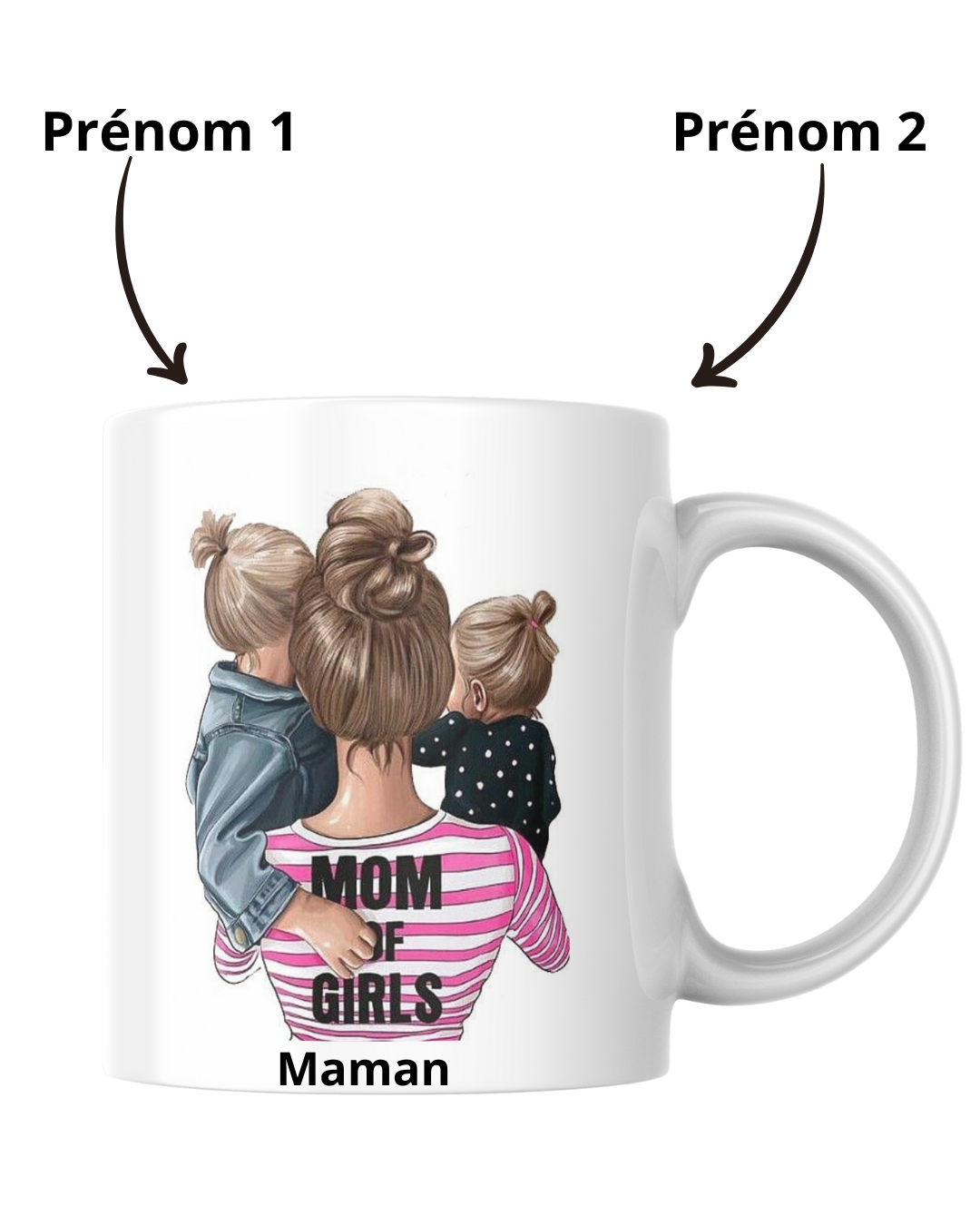 Mugs maman et ces 2 filles blondes personnalisé