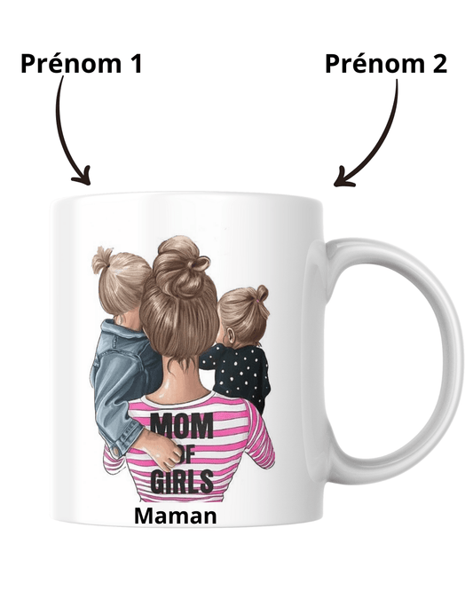 Mugs maman et ces 2 filles blondes personnalisé - Dy Louange création