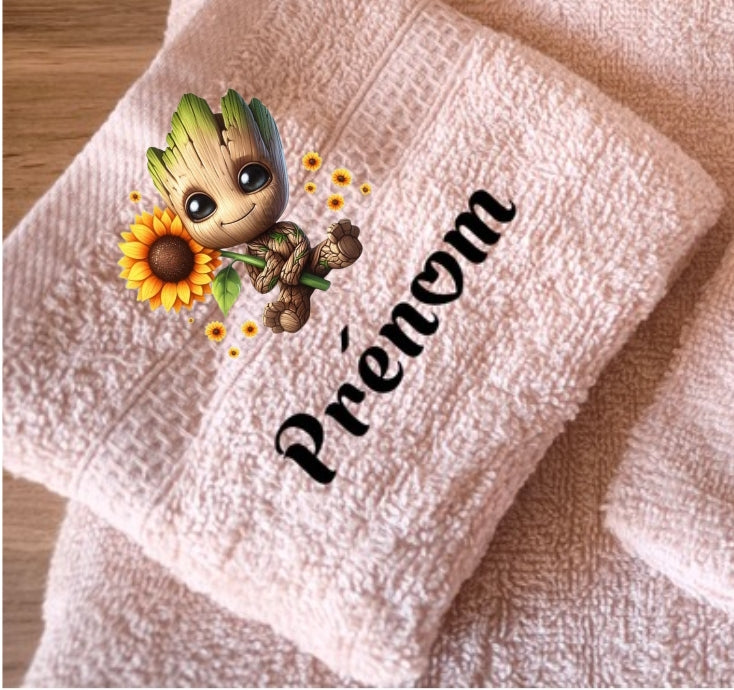 Coffret serviette Groot tournesol personnalisé fait main