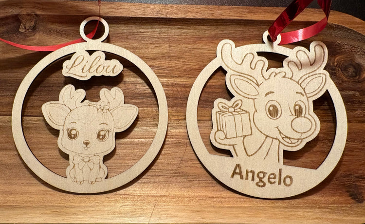 Boules de Noël personnalisées avec prénom – Décorations en bois