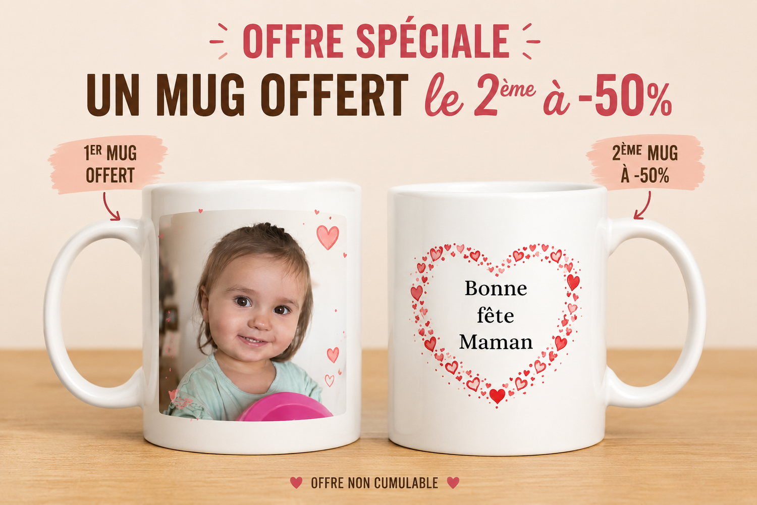 1 mug acheté le 2ème à -50%