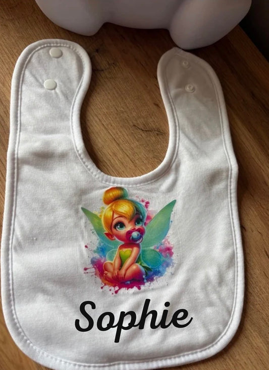 Bavoir bébé fée personnalisée prénom fait main