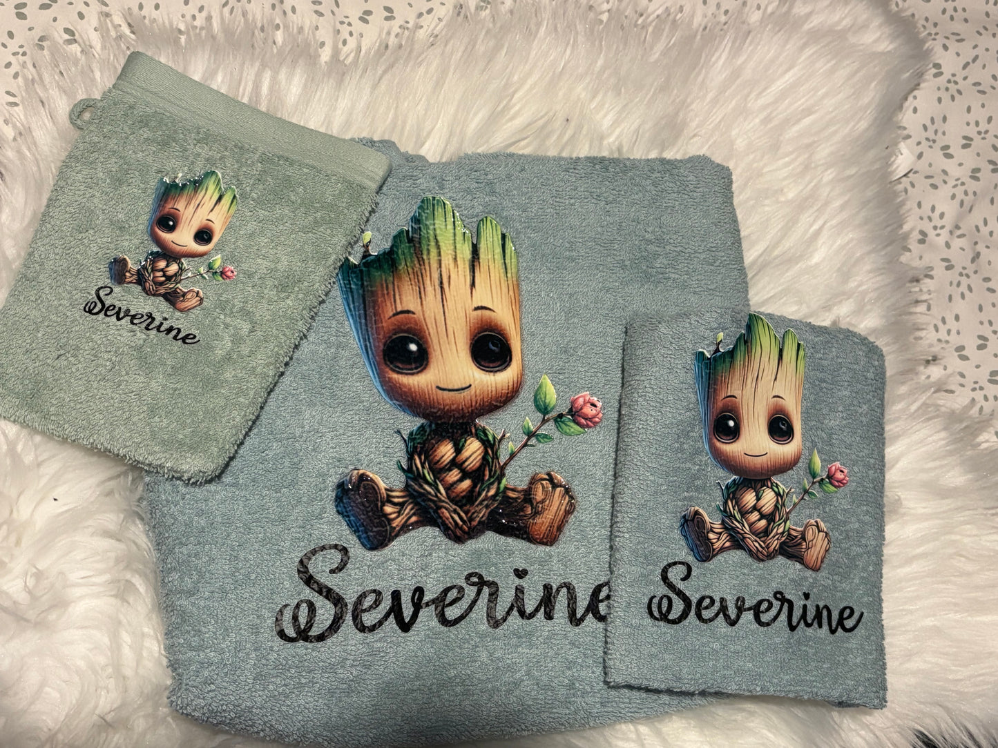 Coffret serviette groot fleur personnalisé fait main