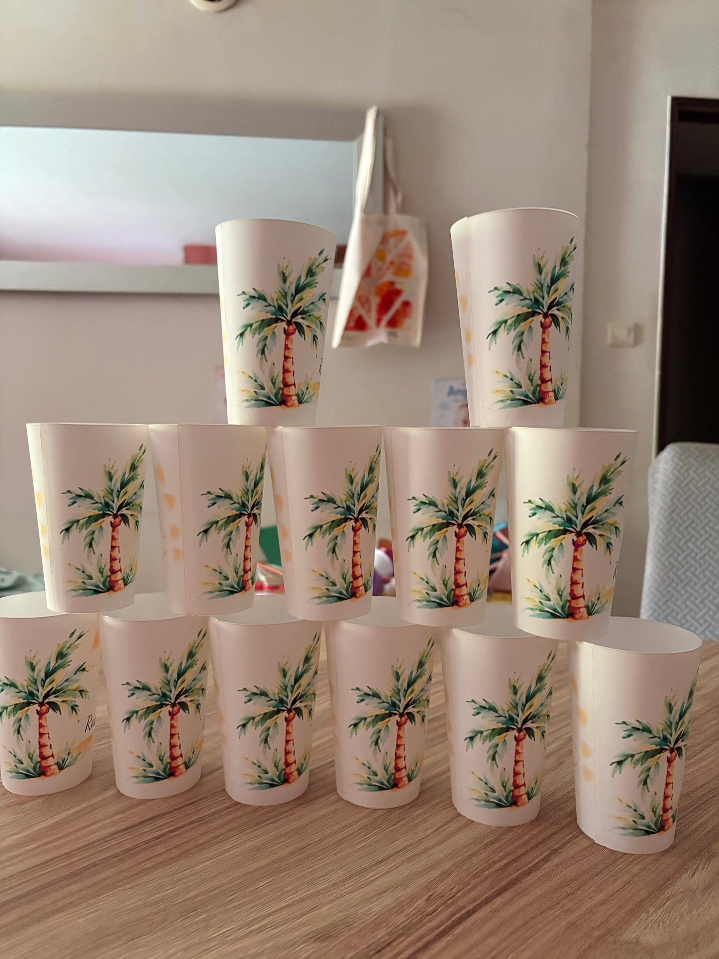 Gobelet Anniversaire Thème Palmier Personnalisé – Cadeau Tropical Fait Main