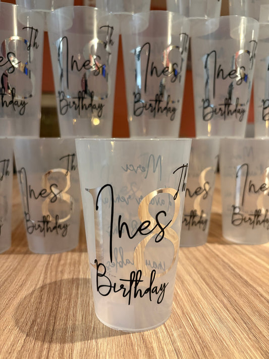 Gobelets anniversaire personnalisé fait main