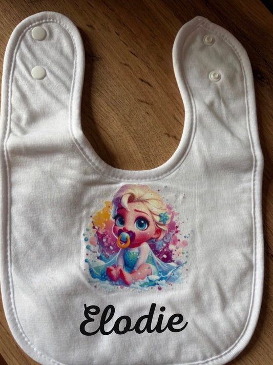 Bavoir bébé princesse reine personnalisée prénom fait main