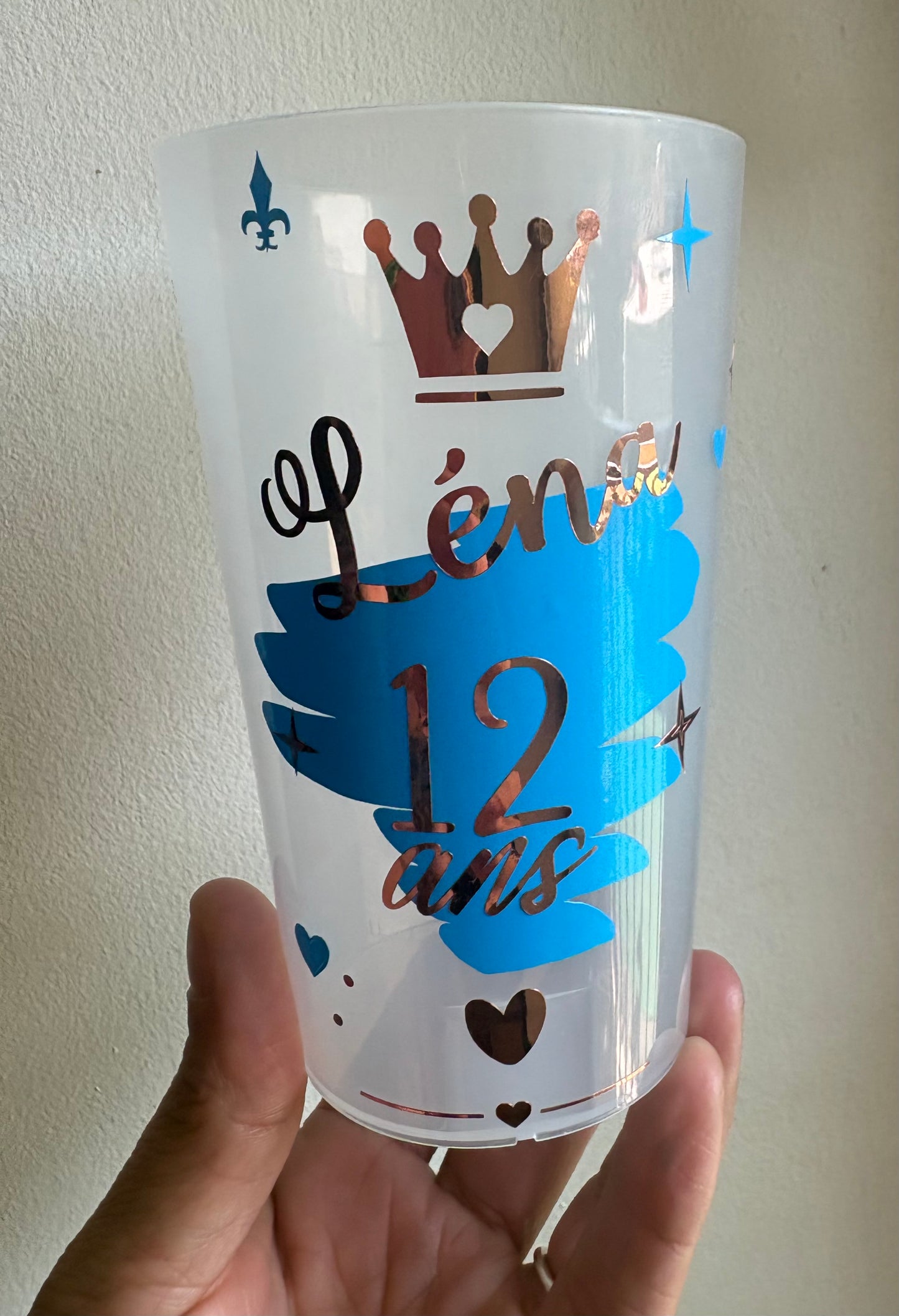 Gobelet anniversaire personnalisé princesse rose & or – Fait main