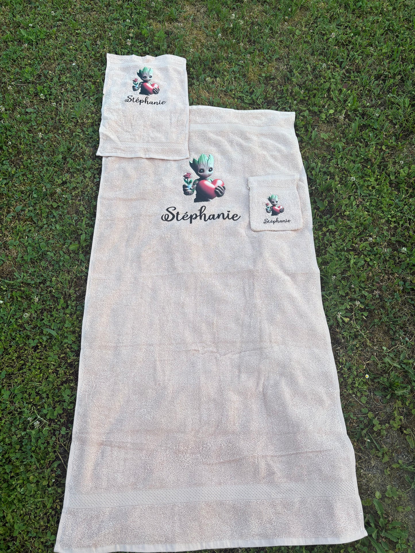 Coffret serviette groot love personnalisé fait main