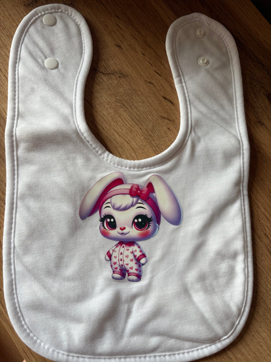 Bavoir bébé lapin personnalisée prénom fait main