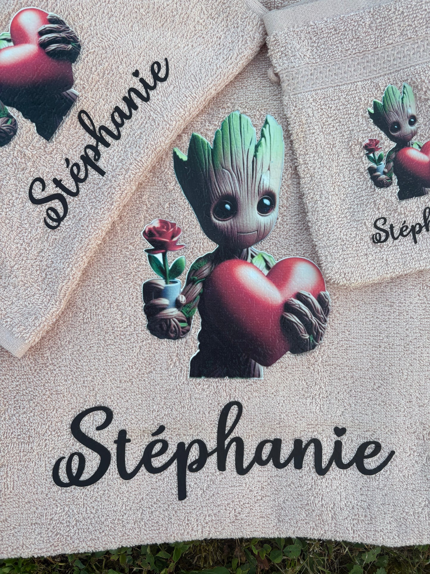 Coffret serviette groot love personnalisé fait main