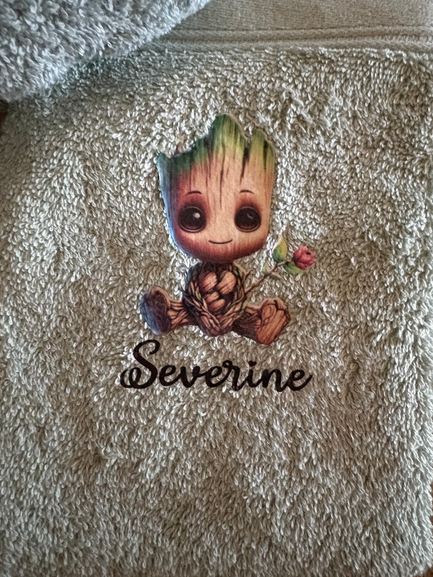 Coffret serviette groot fleur personnalisé fait main
