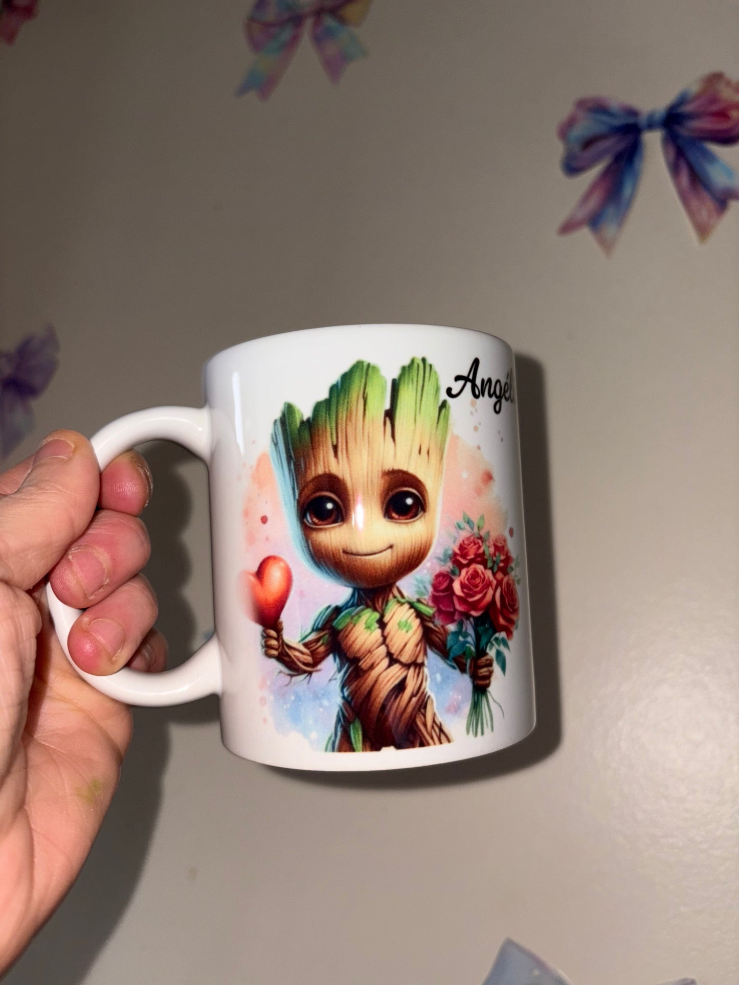 Mugs groot flower love fait main personnalisée