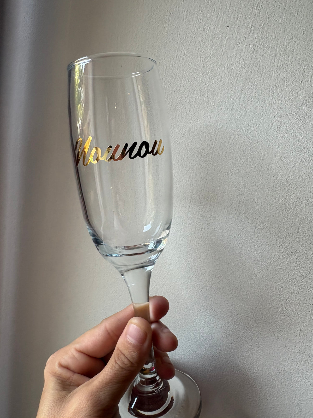Verre à champagne personnalisé avec prénom – Fait main | Cadeau unique & artisanal