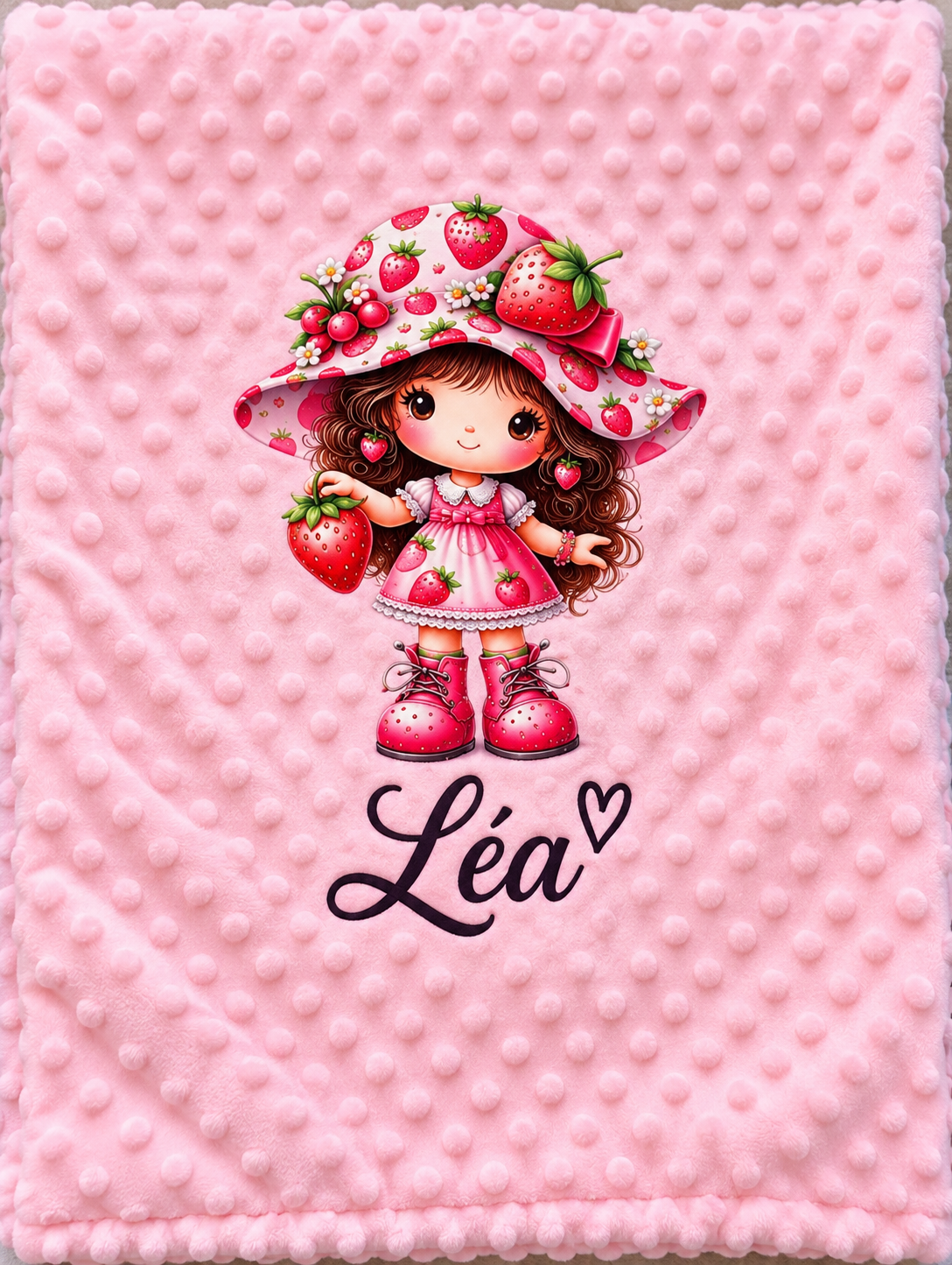 Couverture charlotte aux fraises fait main