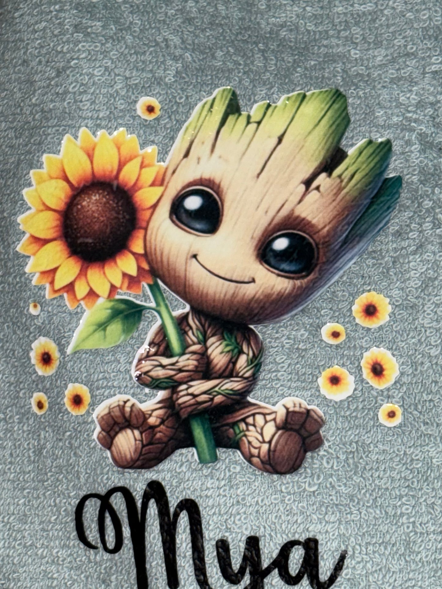Coffret serviette Groot tournesol personnalisé fait main