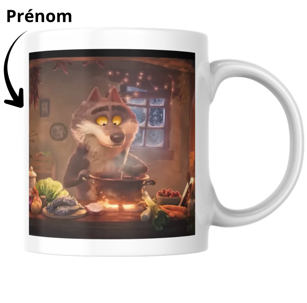 Mug Loup Personnalisé Fait Main – Mug Artisanal avec Prénom