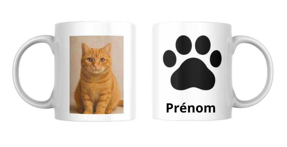 Mug photo prénom animal – Empreinte de chat