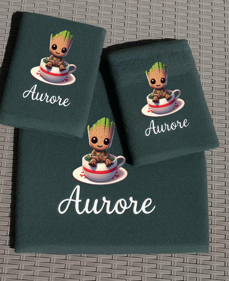 Coffret Serviettes Groot de Noël Personnalisé – Fait Main avec Prénom