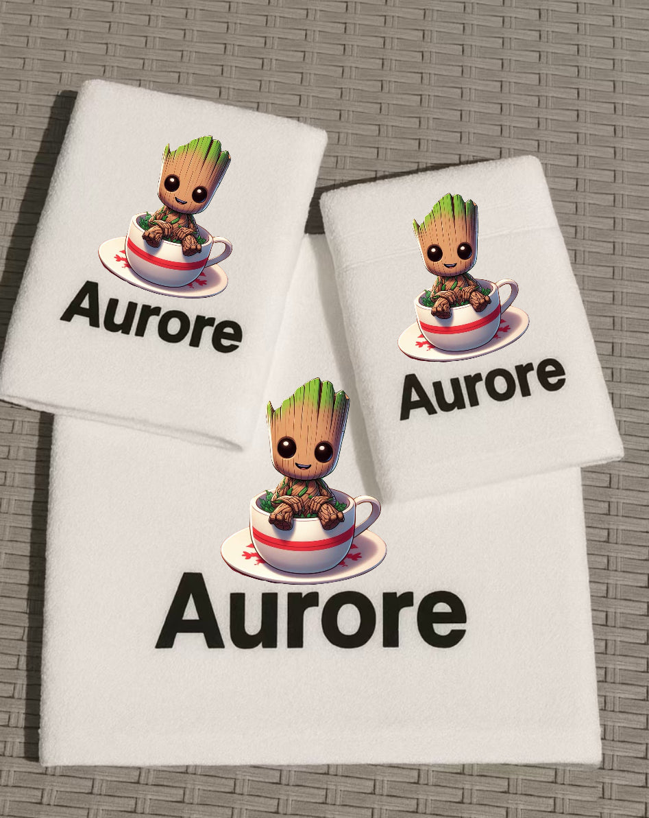 Coffret Serviettes Groot de Noël Personnalisé – Fait Main avec Prénom