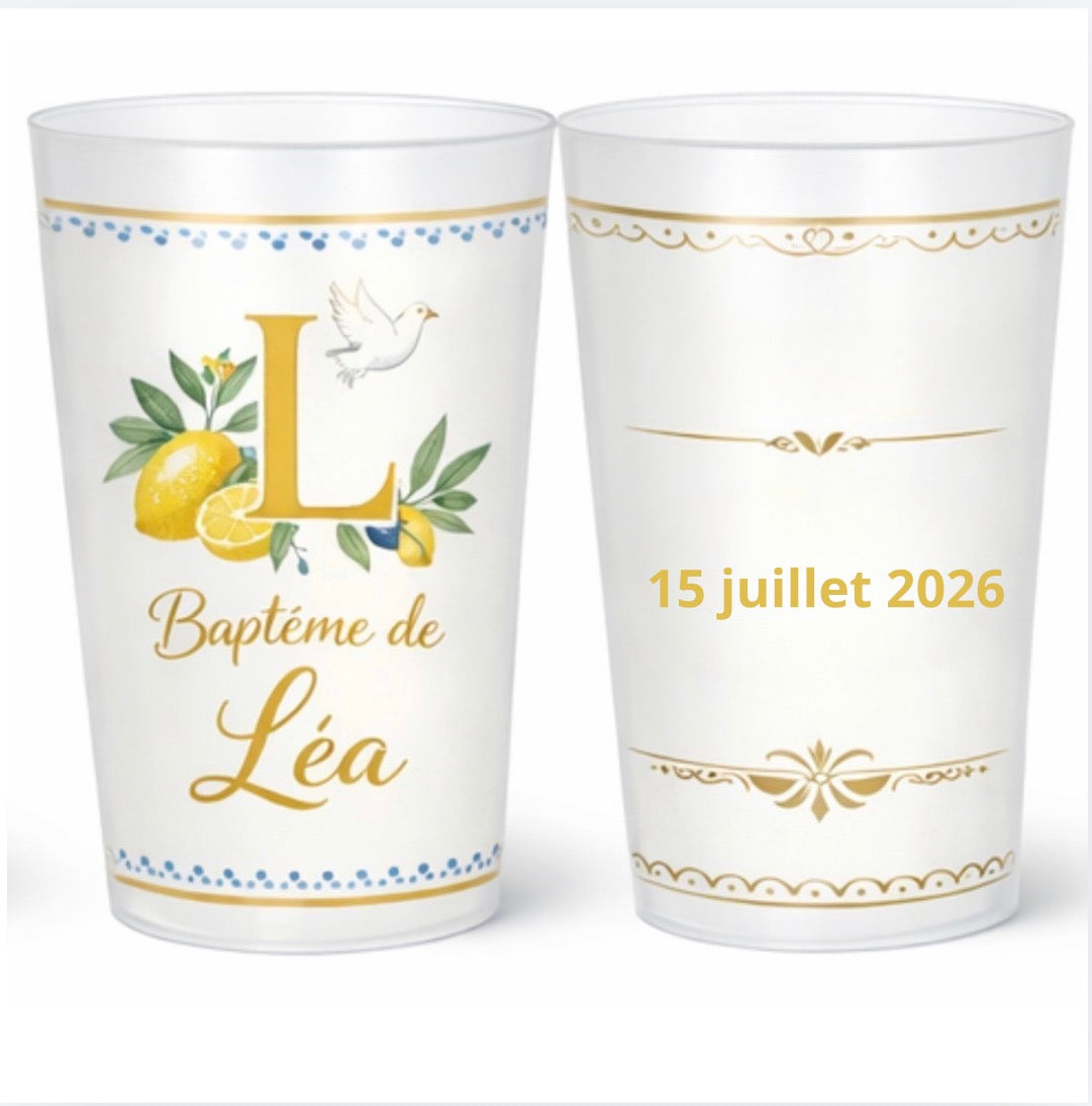 Gobelets de Baptême Personnalisés – Thème Dolce Vita