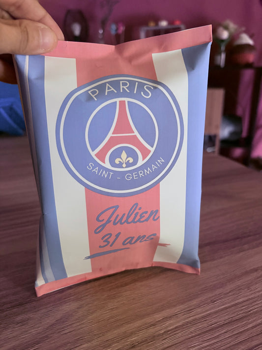 Mini paquet de chips personnalisé PSG – Prénom et âge | Anniversaire Football